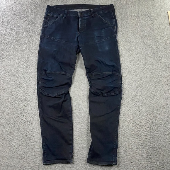 G-Star RAW 5620 3D Low Tapered Jeans 34x32 Stretch Denim Blue Moto Biker Grunge - Picture 1 of 8